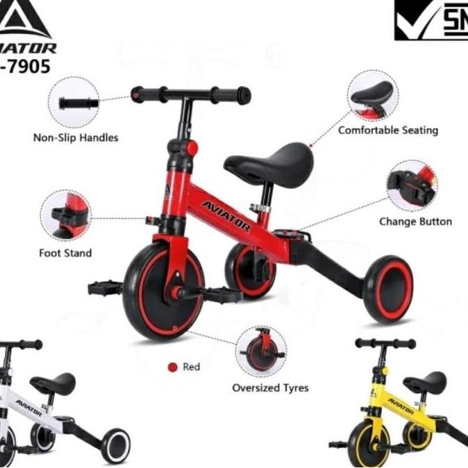 Sepeda Anak Roda Tiga Aviator AT-7905 Bisa Balance Bike AT7905 AT 7905