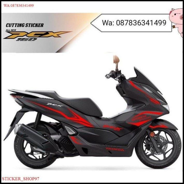 GRATIS ONGKIR STIKER PCX 160 CUTTING STICKER HONDA PCX 160 BODY HITAM STIKER MERAH 