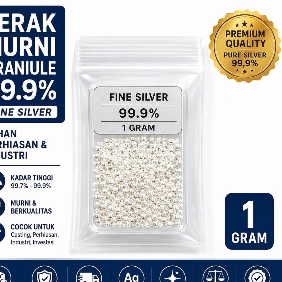 Bahan Perak Butiran Granul Murni Harga Per Gram Termurah