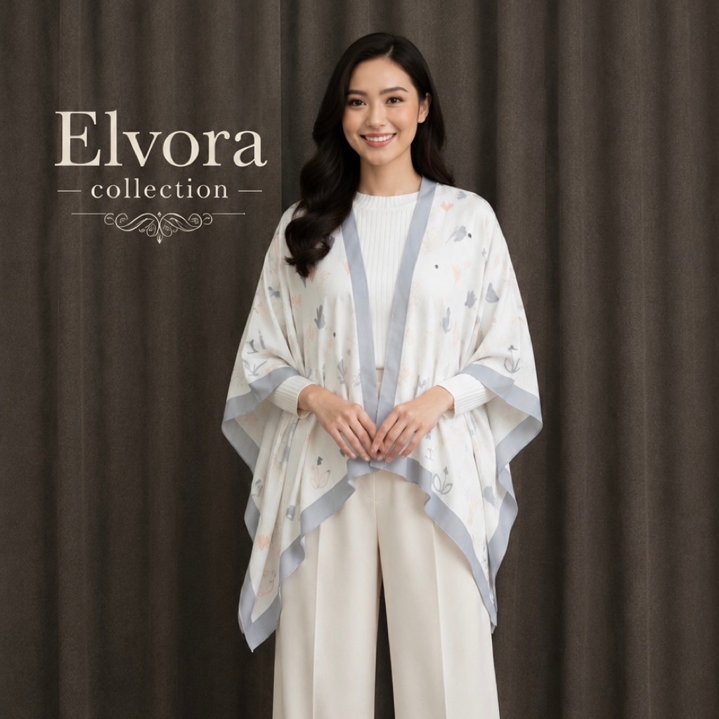 Outer Ceruty Wanita | Outer Kimono Kekinian | Cardigan Flowing Elegan | Outer Motif Bunga Fashion Wa