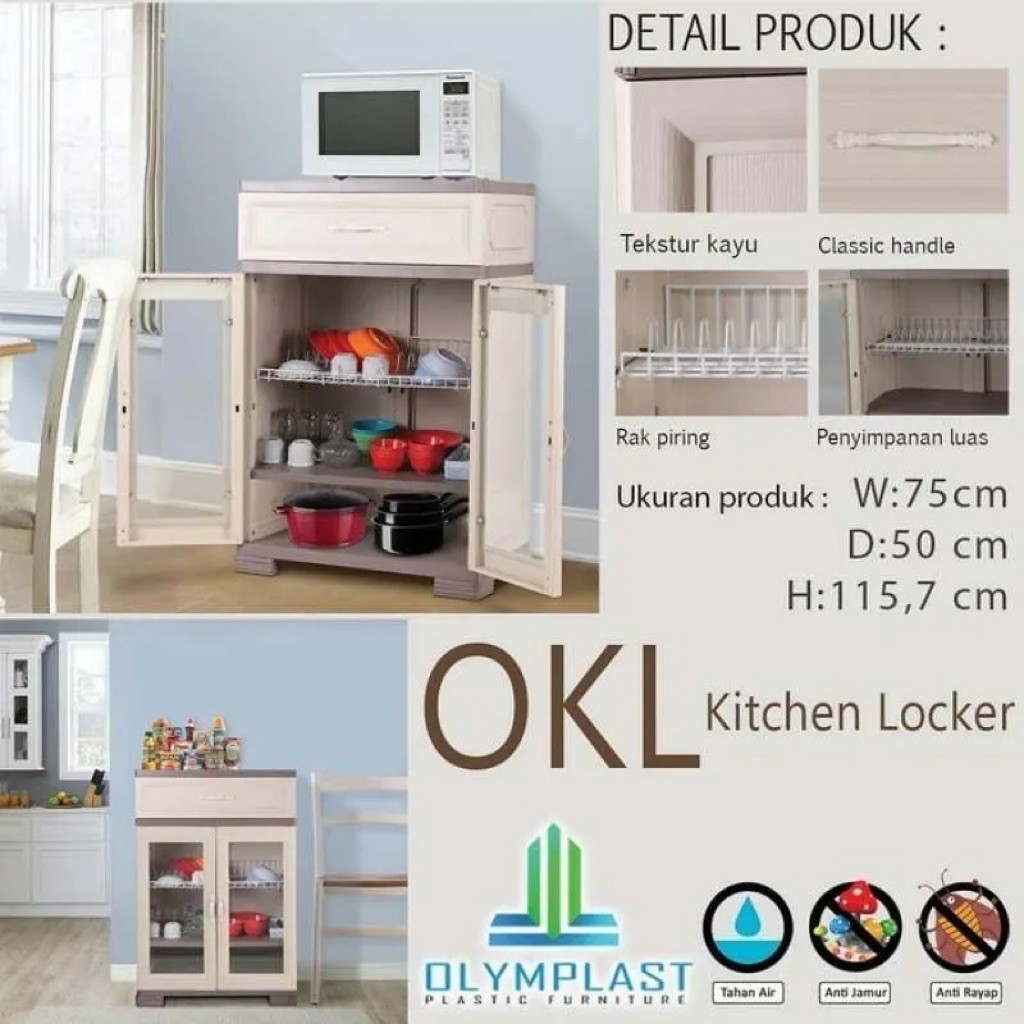 Lemari Dapur OKL Kitchen Locker OLYMPLAST / Lemari Piring Plastik / Rak Piring Plastik / Lemari Dapu