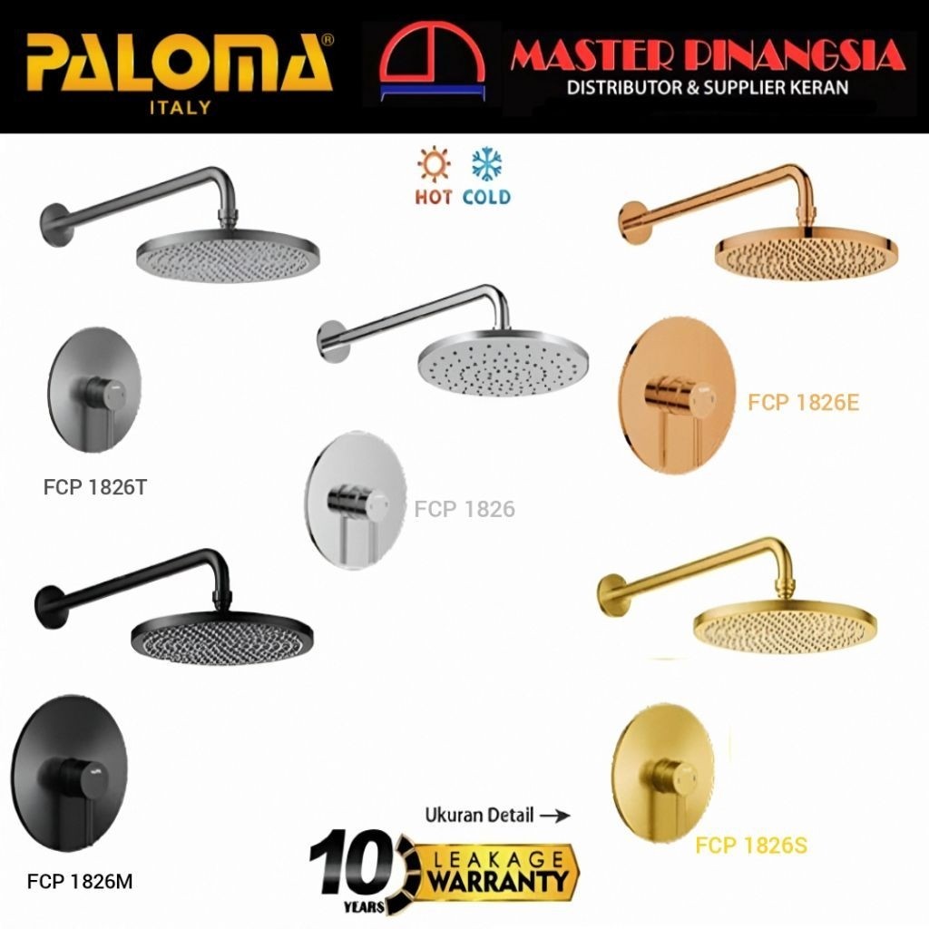 PALOMA FCP 1826 Keran Mixer Shower Tanam Set Mandi Concealed Kran Air Panas Dingin Chrome Hitam Blac