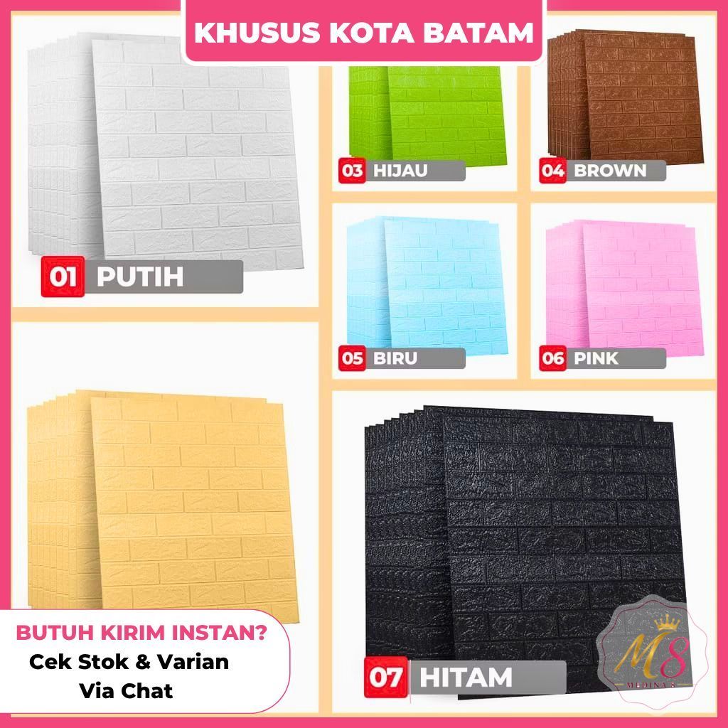 [BISA INSTAN] Wallpaper Dinding 3D Foam Motif Batu Bata Bahan Foam 70 X 77 CM Murah Batam