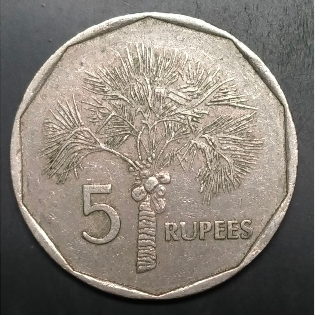 Koin Kuno Seychelles 5 Rupee Pohon Palm Koleksi