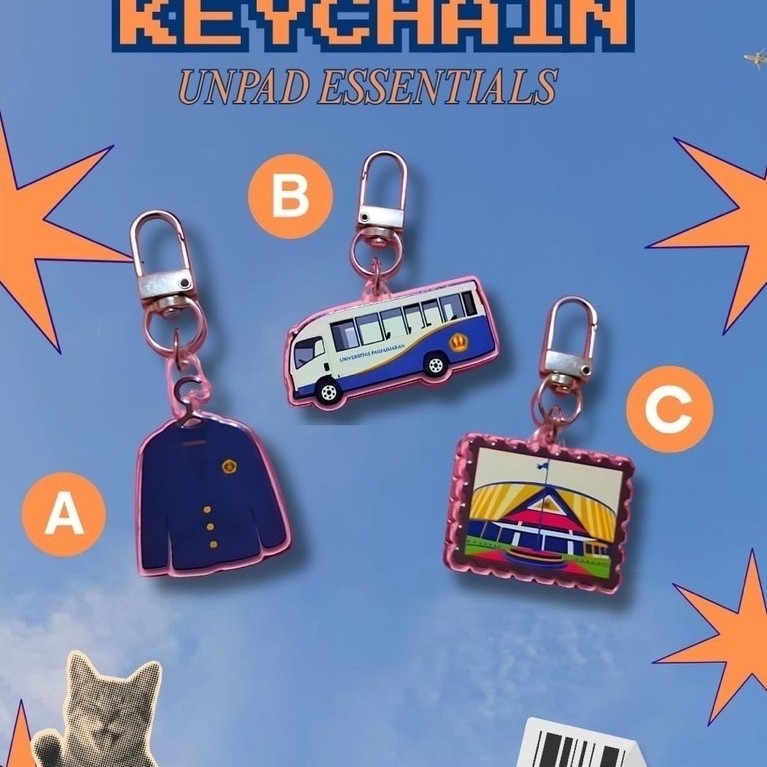 Keychain & Sticker UNPAD Essentials desain odong almet rektorat Unpad dengan ring gantungan kunci