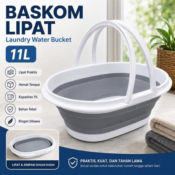 Ember Baskom Lipat Persegi Kotak Pel Lantai Laundry Besar Serbaguna