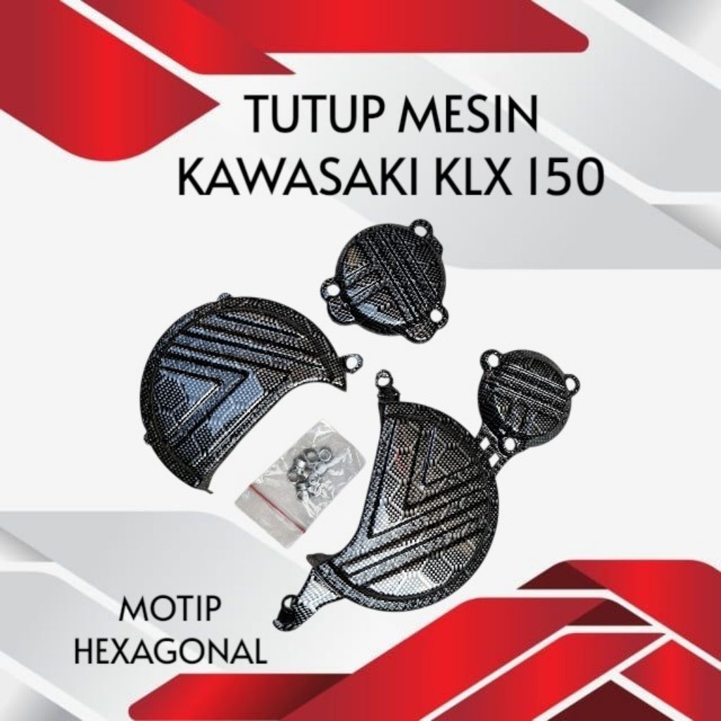TUTUP MESIN KAWASAKI 150 CARBON WTP MOTIP HEXAGONAL