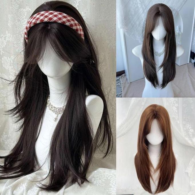 Wig korean style/Wig rambut panjang/Wig daily LAYER/Rambut wig wanita/Wig wanita full kepala/wig tan