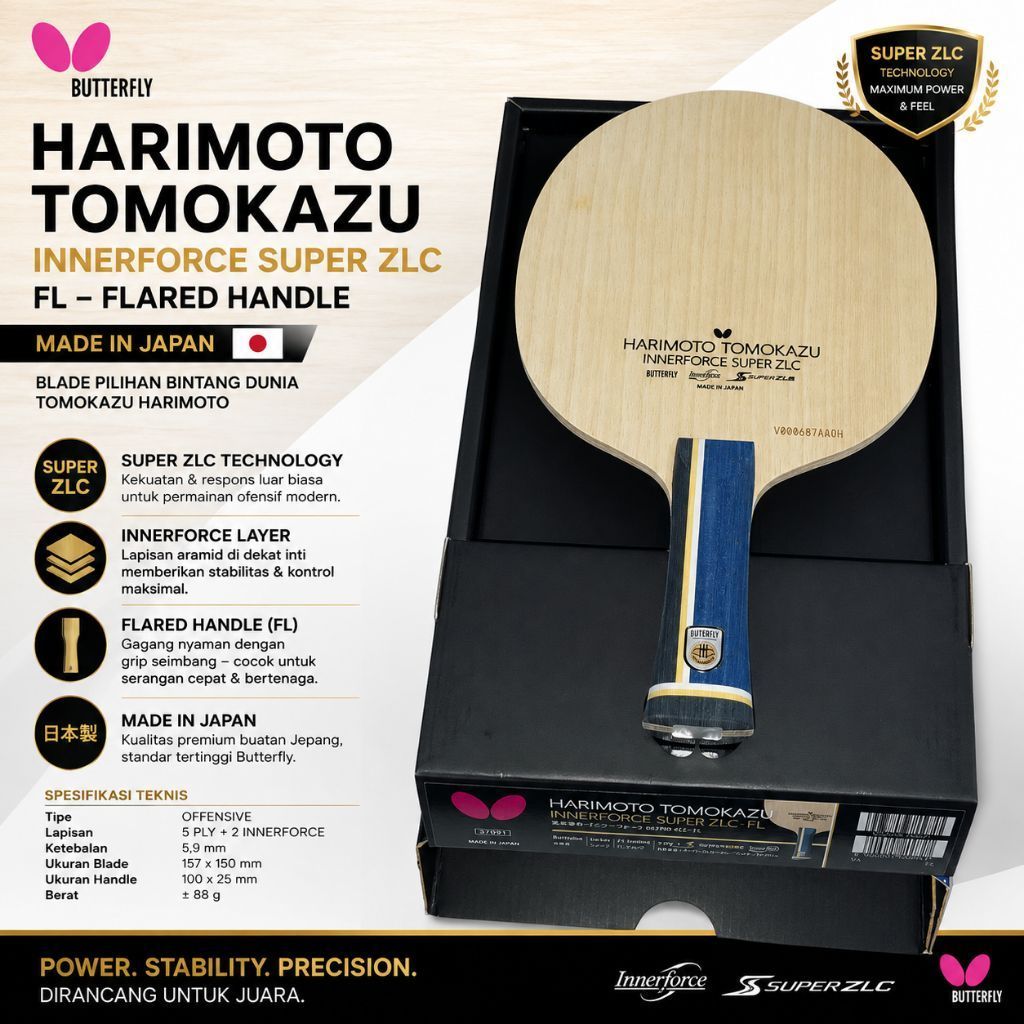 KAYU BET TENIS MEJA BUTTERFLY HARIMOTO SUPER ZLC