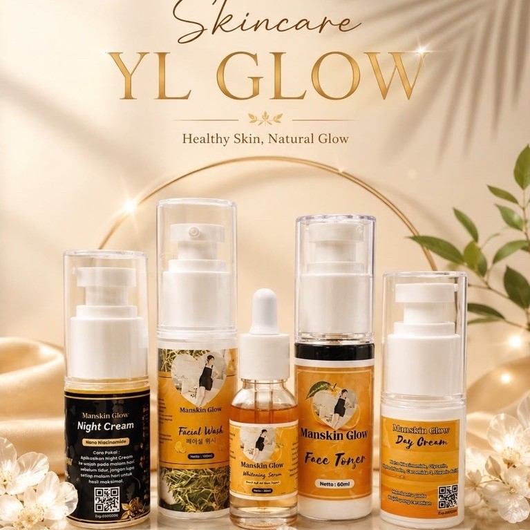 1 paket skincare yl glow (day cream,nigth cream,toner,serum,facial wash)