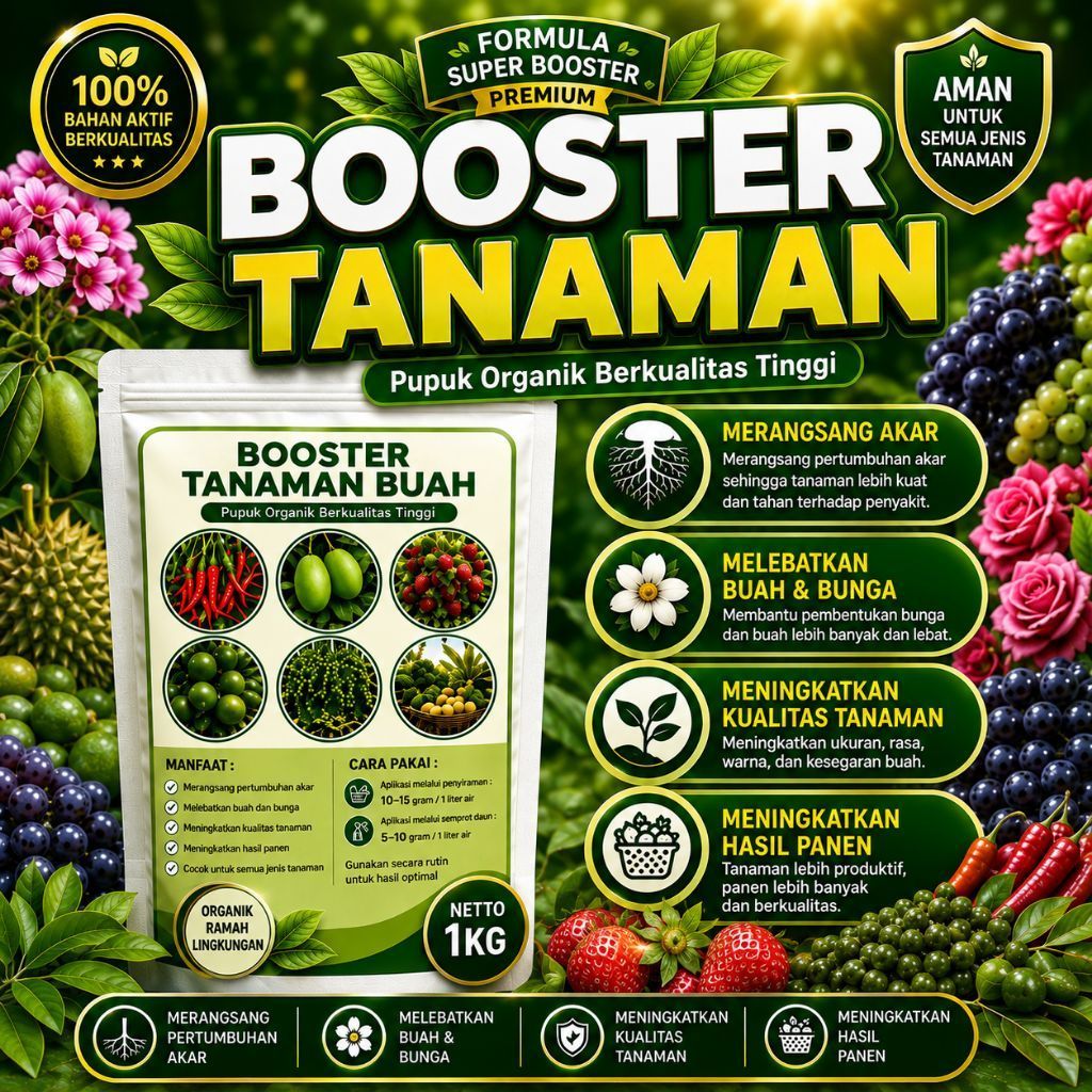 Pupuk Organik Semua Jenis Tanaman / Pupuk Pelebat Buah Buahan / isi 1 kg / Pupuk Booster Semua Jenis