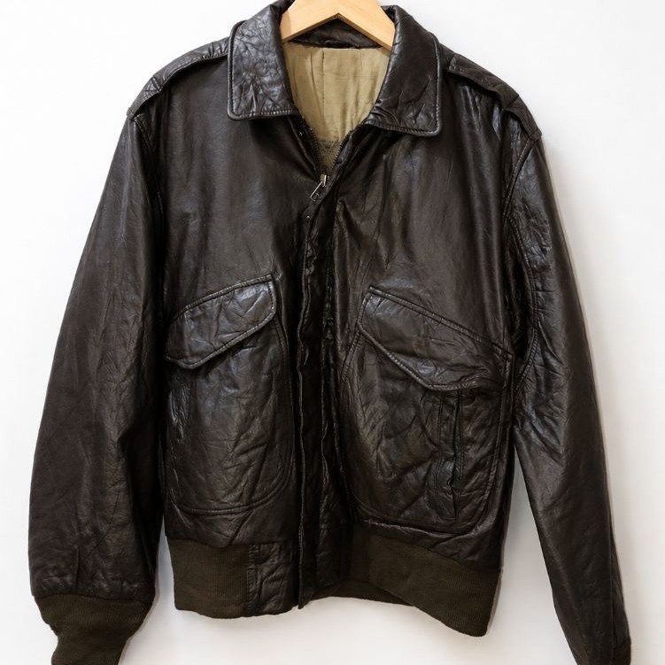 flight Jacket Vintage 90's jaket kulit model pilot coklat vintage