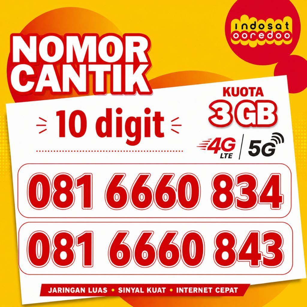 kartu perdana cantik rapi Indosat 10 digit istimewa  tampil berkelas