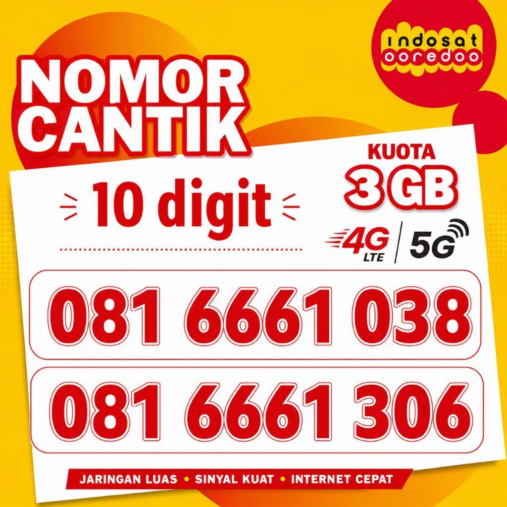 kartu perdana Cantik langka 10 digit Indosat