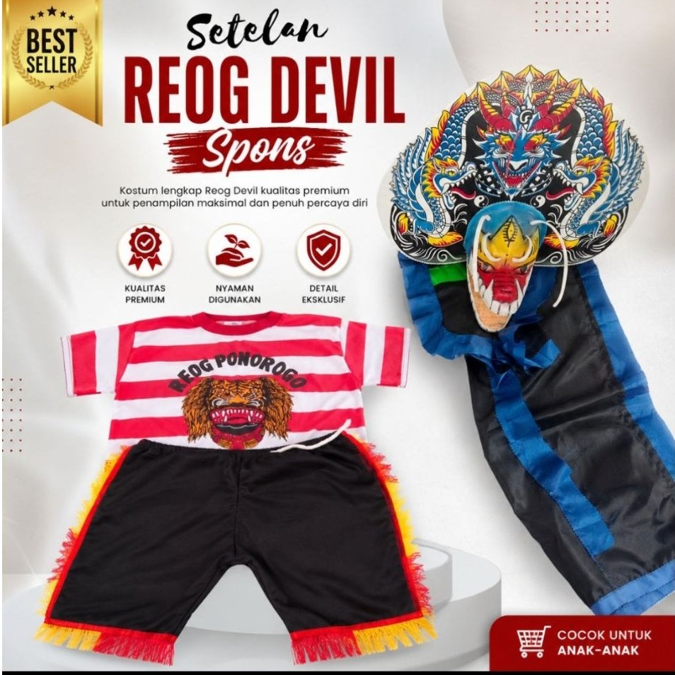 Setelan Reog Devil Spons - Mainan Barongan Caplokan Fullset Setelan Reog Ponorogo
