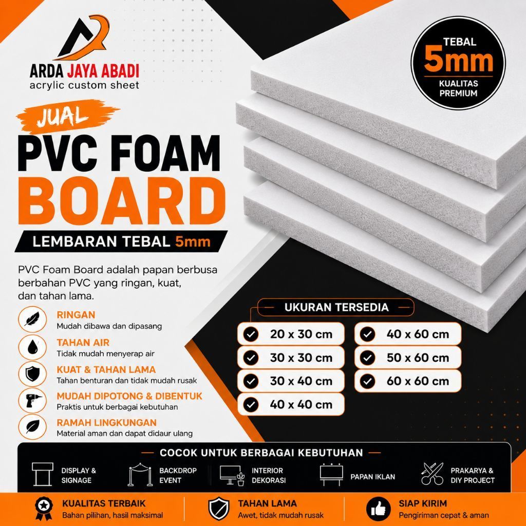 Pvc board 5mm pvc lembaran 5mm warna putih
