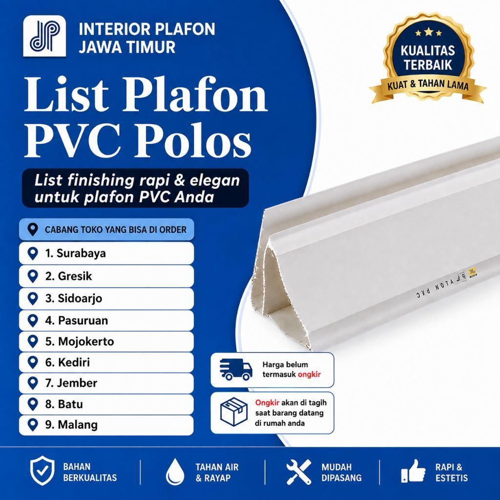 PERBATANG # LIST PLAFON PVC LIS PVC PANJANG 4 METER | LIS PINGGIR LIS SIKU LIS SAMBUNG LIS DINDING D