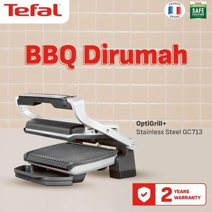 Tefal Stainless Steel OptiGrill +GC713 - Electric Grill Pan Panggangan