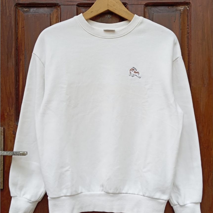Koshort X Polham White Crewneck CN Bordir Kucing Cat Prelvd