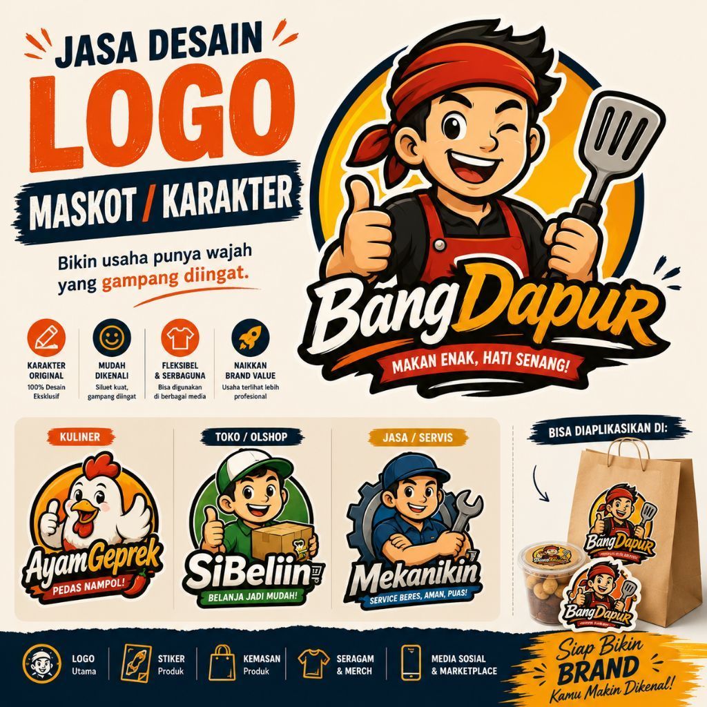 Jasa Desain Logo UMKM Usaha Bisnis Brand Toko Olshop Perusahaan Makanan Minuman Fashion Hijab Beauty