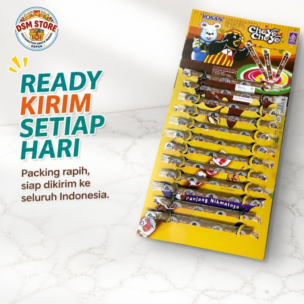 YOSAN Choyo Stick Pasta Coklat Isi 12 pcs - Coklat Stik Jadul Jajanan Anak Murah Kemasan Grosir BPOM