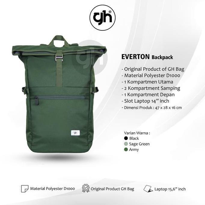 OF1Z GH-BAG EVERTON BACKPACK TAS RANSEL SEKOLAH KULIAH KERJA TRAVELLING BACKPACK LAPTOP 15,6" INCH