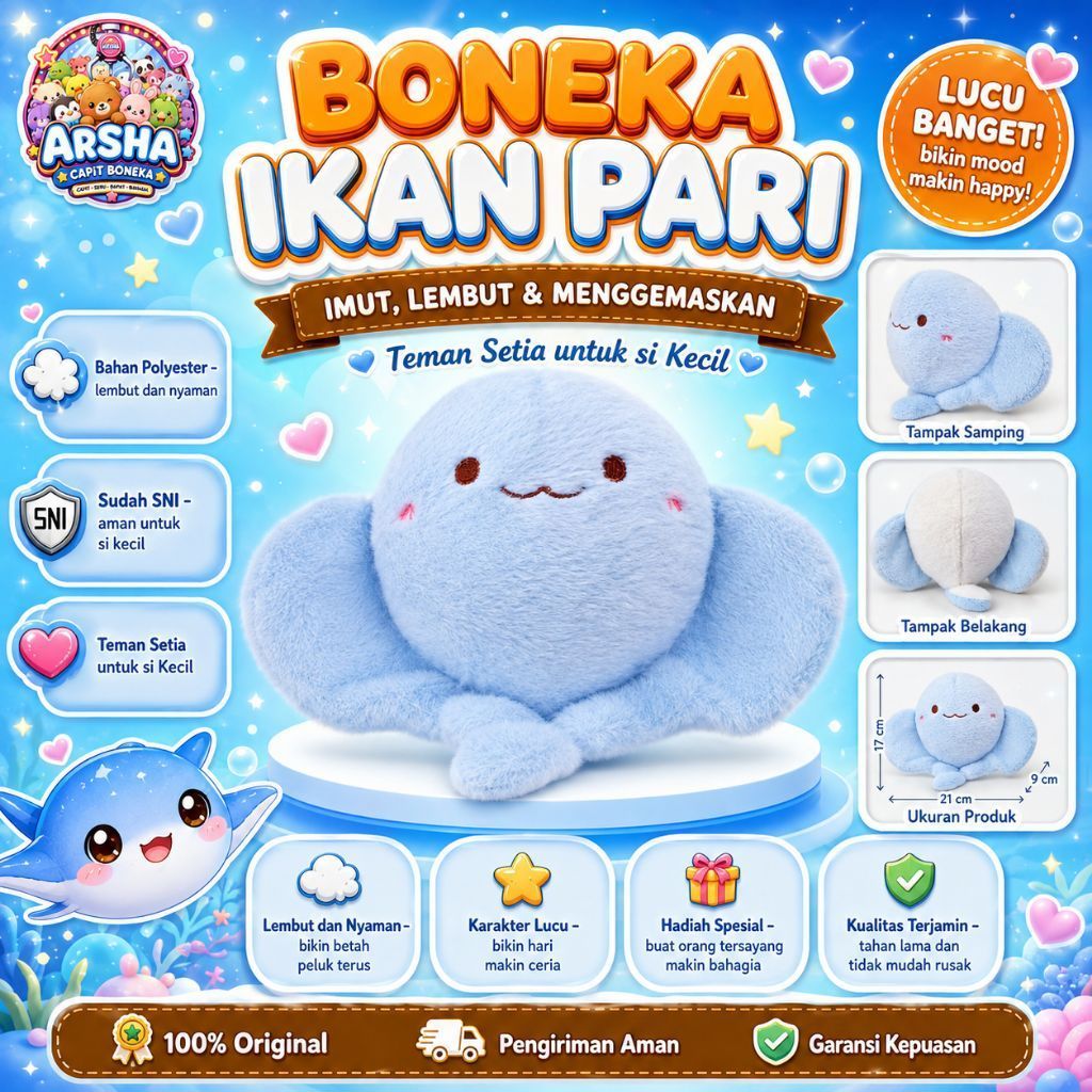 Boneka Capit FuniFun Ohsome Capit Boneka Ikan Pari