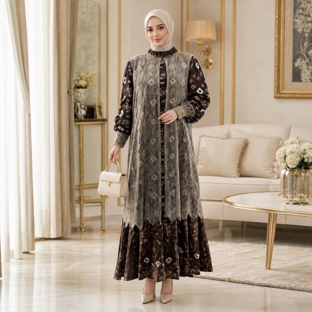 GAMIS DRESS JUMPUTAN HANDMADE GAMBO MEWAH BATIK ETNIK PALEMBANG