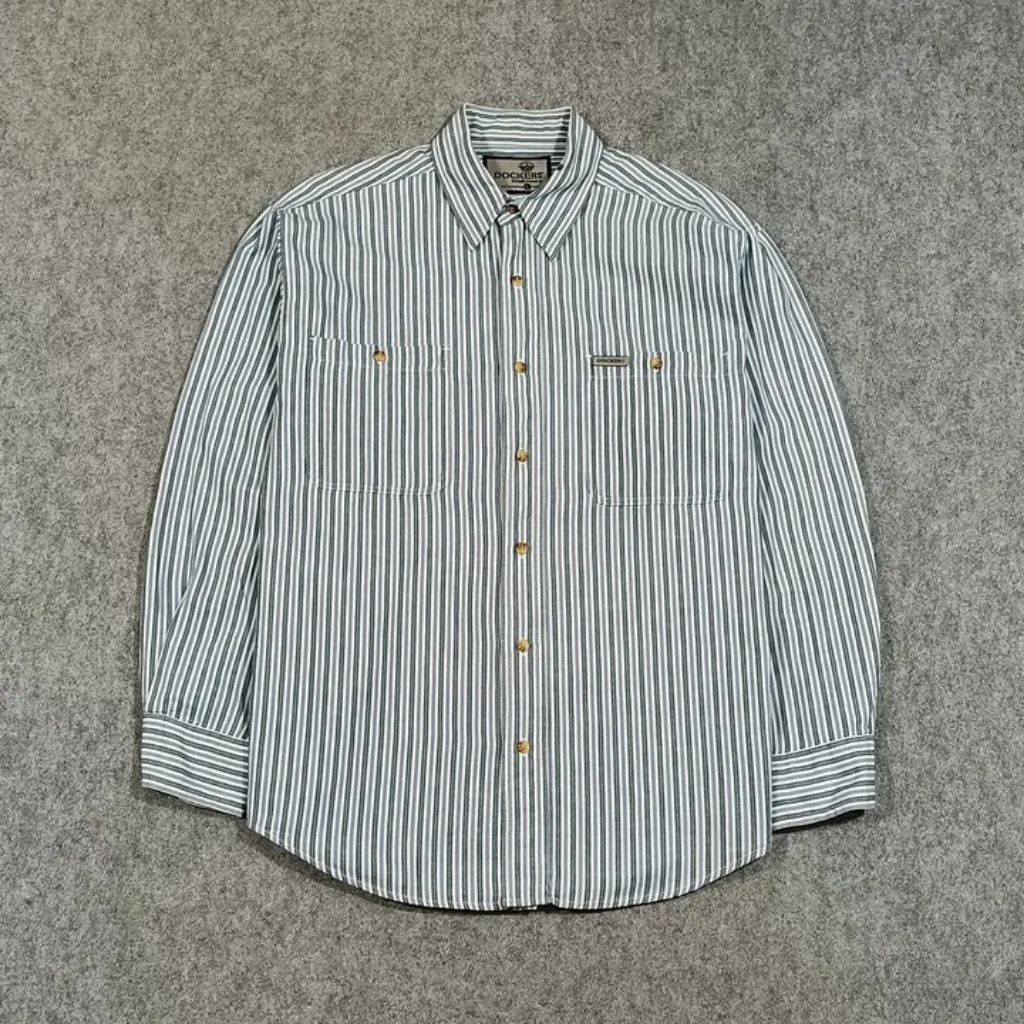 kemeja salur pria lengan panjang DOCKERS size L second