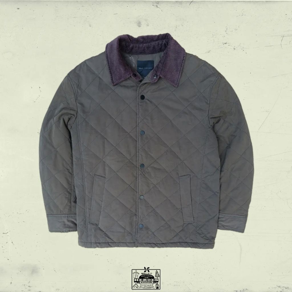 Spao Quilted Hunting Jacket Corduroy Olive Colorway L Size