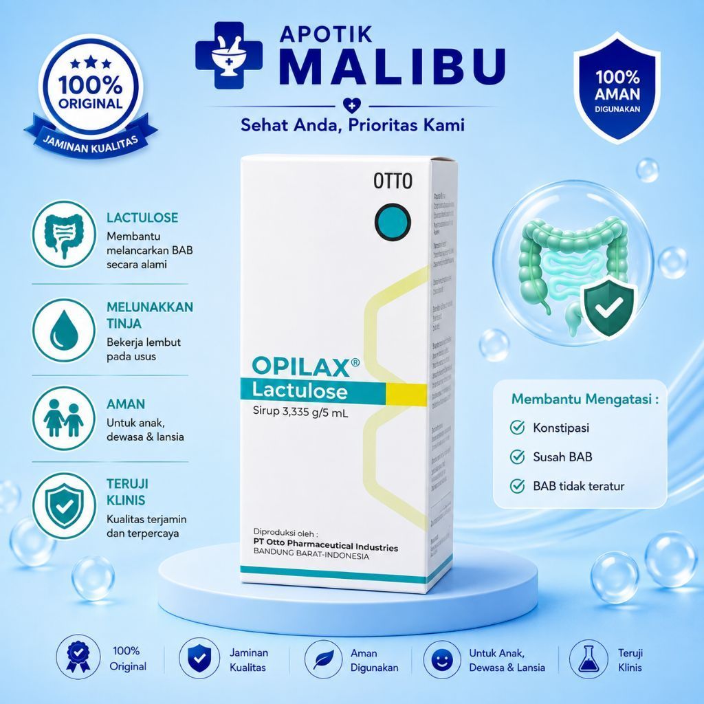 Otto Opilax Lactulose Sirup 3.335 g/5 mL Membantu Melancarkan BAB & Melunakkan Tinja Aman untuk Anak