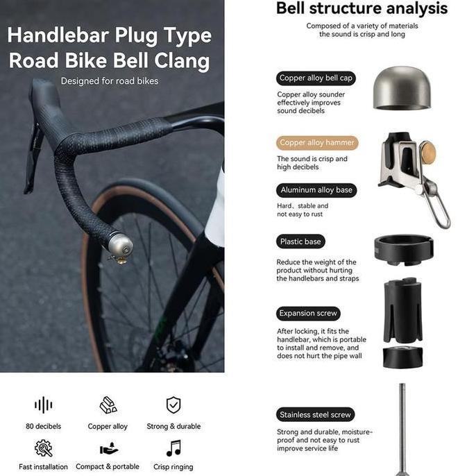 Promo Rockbros 71710005 Bell Sepeda Balap Bar End Roadbike Dropbar Bel Horn Klakson Diskon