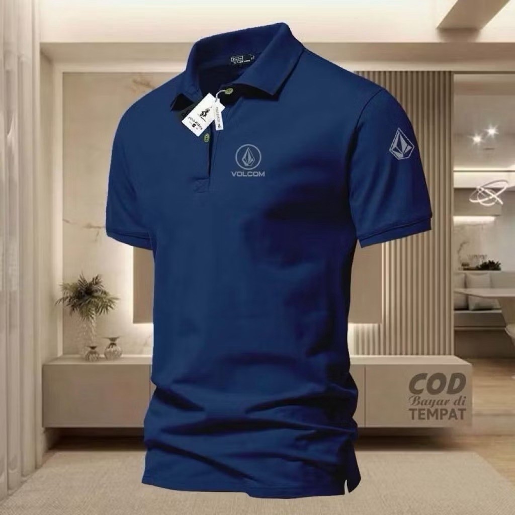 Kaos Polo Volcom Kaos Polo premium Pria wanita Dewasa