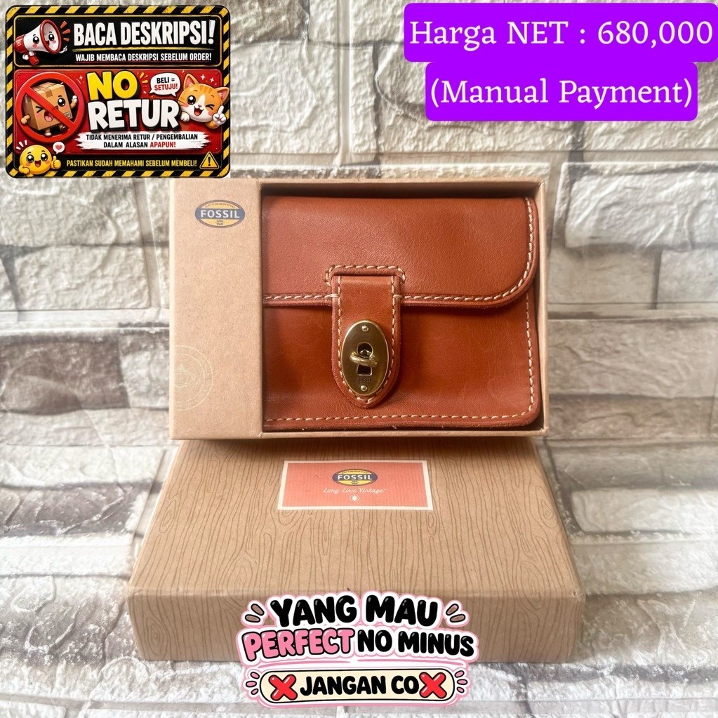 887# NET-Preloved Fossil Medium Wallet Austin Dompet Brown