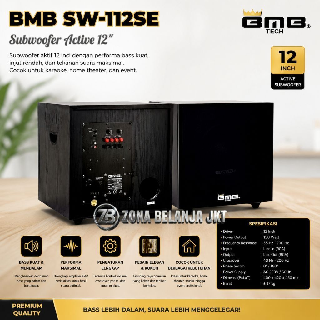 SPEAKER SUBWOOFER BMB 12 INCH AKTIF SW 112 SE GARANSI ORIGINAL