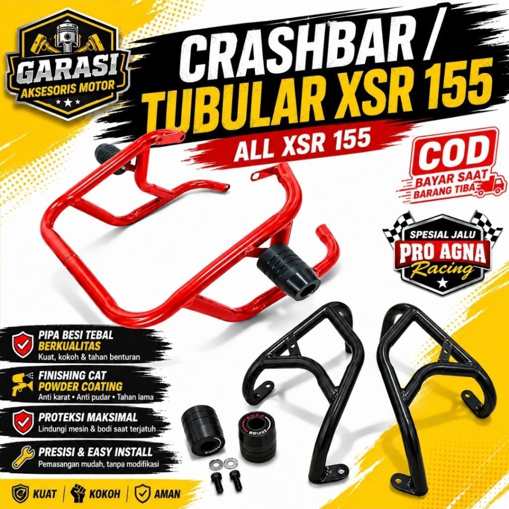 CRASHBAR TUBULAR XSR 155 TUBULAR CRASHBAR XSR 155 CRASHBAR YAMAHA XSR 155 + JALU PRO AGNA RACING