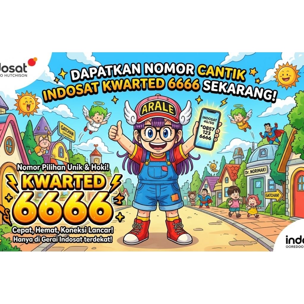 nomer  Cantik Indosat Ooredoo Kwarted 6666 4G LTE 5G Mudah dihafal sudah include kuota 3GB