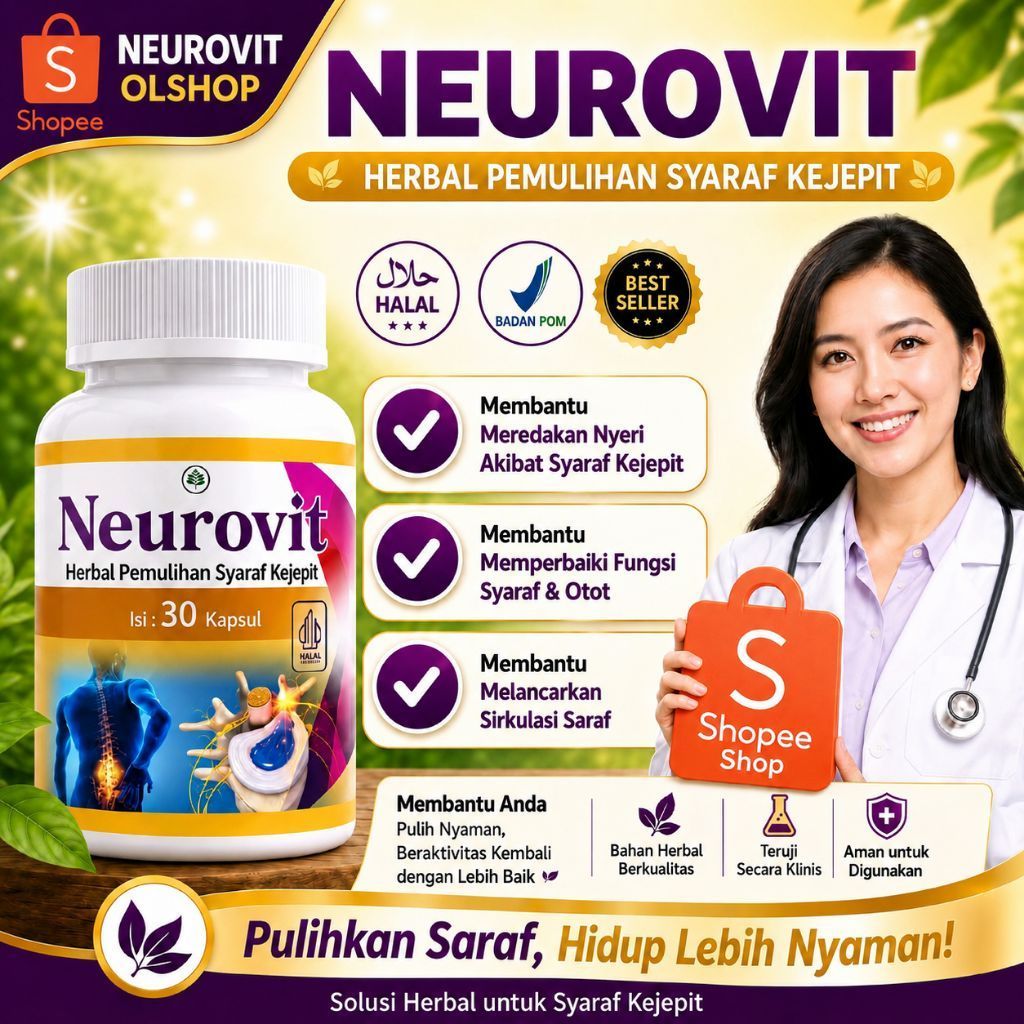 NEUROVIT Obat Saraf Kejepit Ampuh BPOM Membantu Mengatasi Saraf Terjepit HNP Pereda Saraf Nyeri Keba