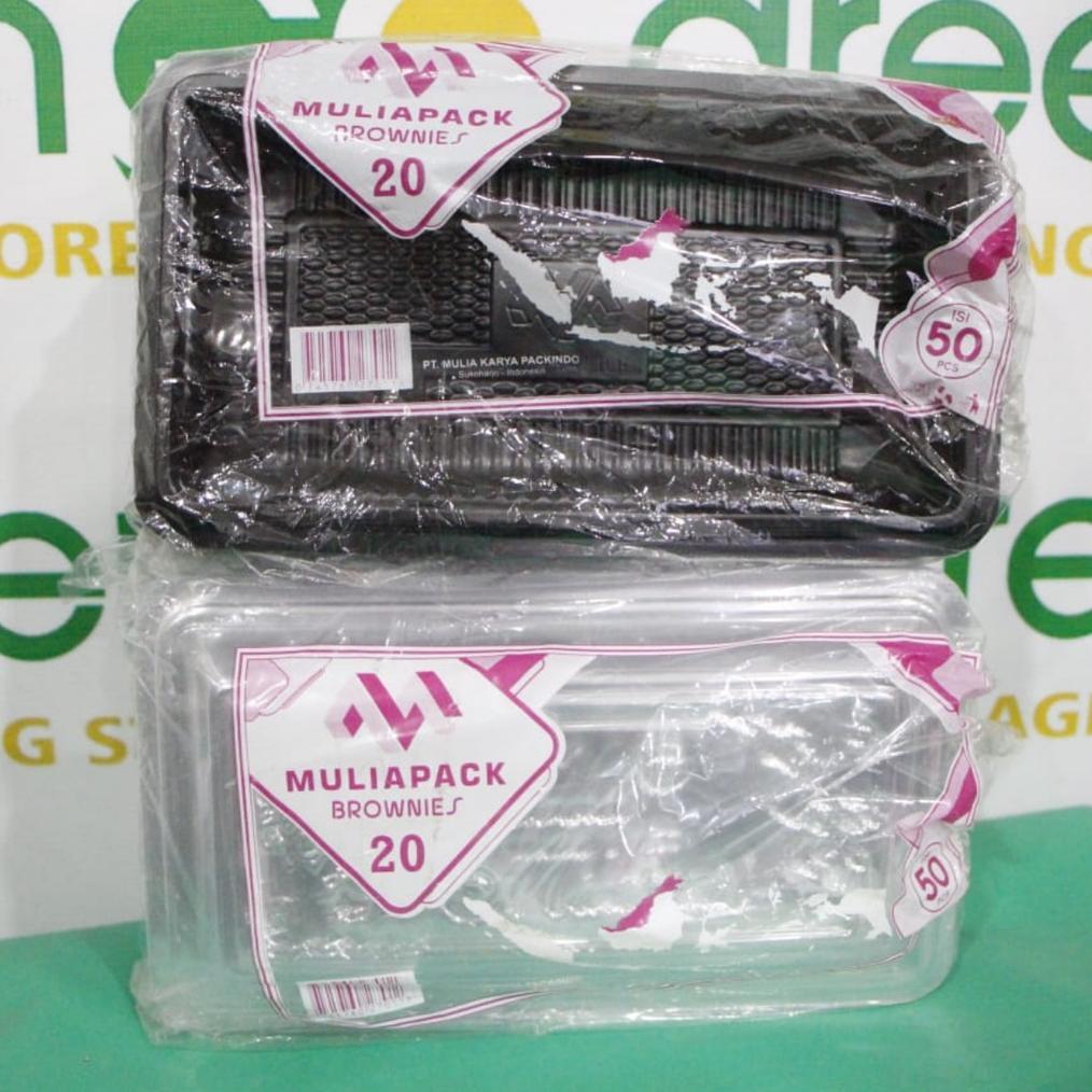 MIKA BROWNIES KOTAK SIZE M 20CM MULIAPACK ISI 50 SET MIKA BROWNIES PERSEGI UKURAN SEDANG MEDIUM MIKA