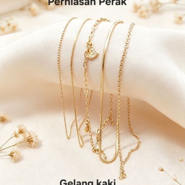Gelang kaki perak asli 925.gelang kaki wanita lapis mas anti karat