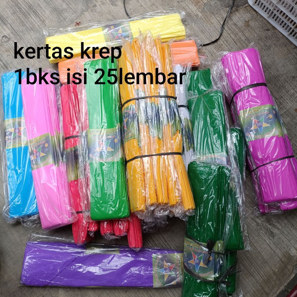 25lembar kertas krep kajang warna babat dekorasi kuliner