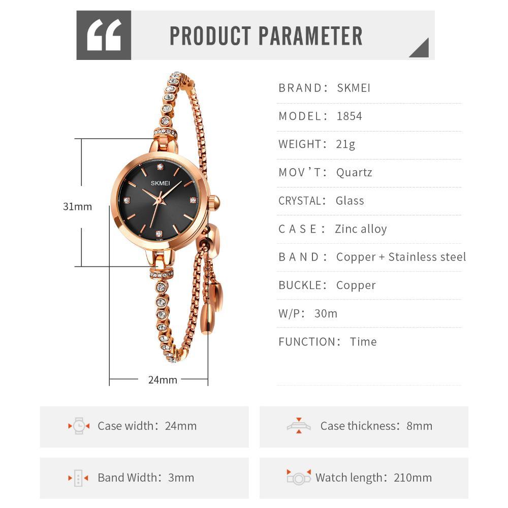 Terbaru Skmei 1854 Jam Tangan Wanita Analog Tali Stainless Mgos