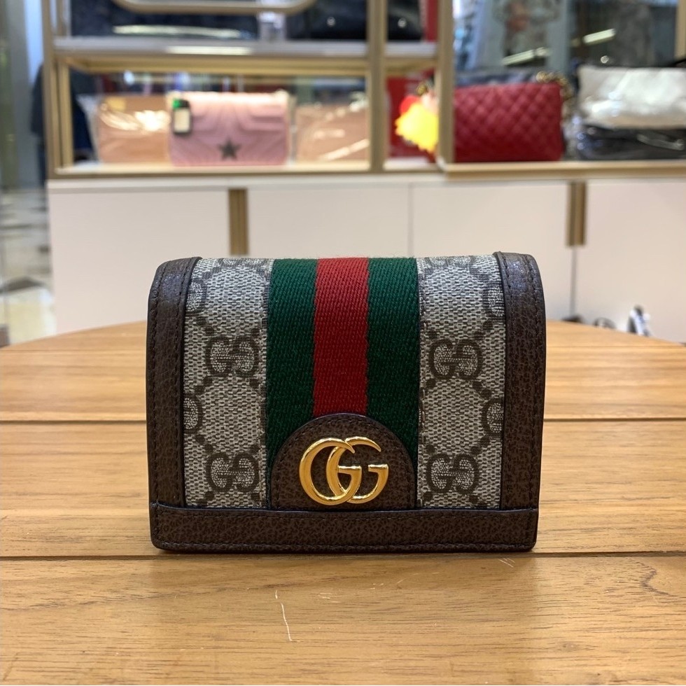 Gucci Ophidia GG Supreme Card Case Wallet Ebony Brown GHW Thn 2025 Authentic Original Preloved Bag