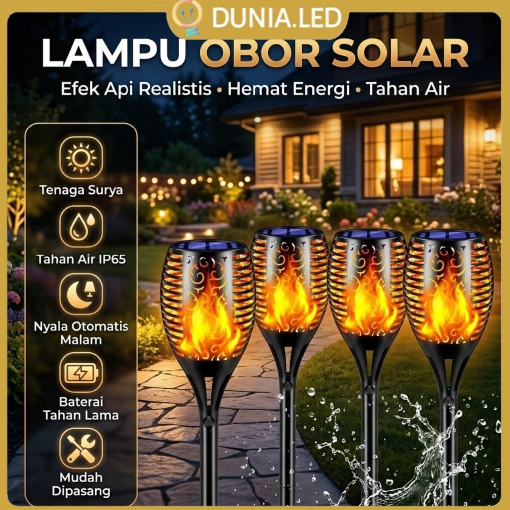 Lampu Tenaga Surya / Lampu Taman Solar / Lampu Model Obor Besar Flame Light