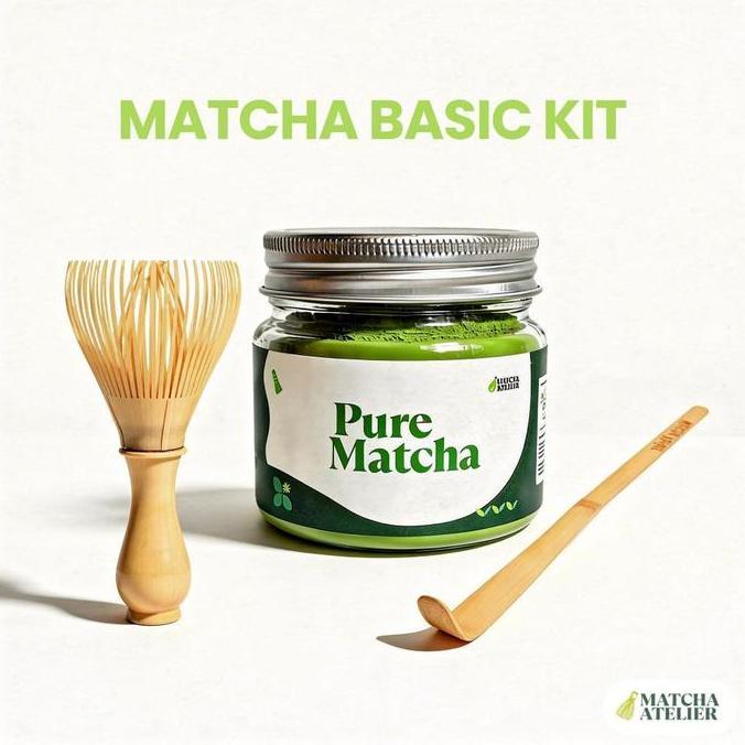 Matcha Atelier - Basic Set Bundling 3in1 Matcha Powder Whisk dan Scoop - Paket Alat Pembuat Matcha
