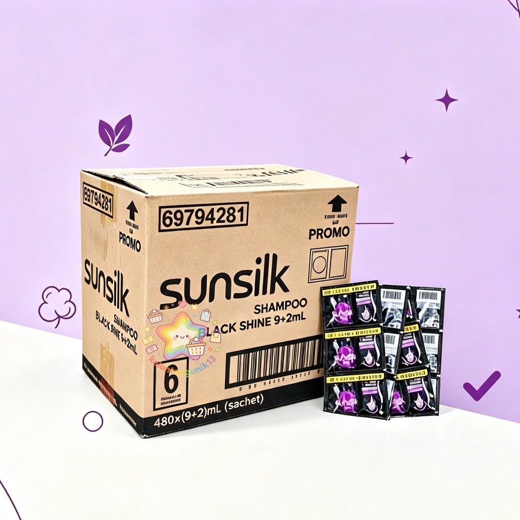 1 Karton Sunsilk Hitam / Shampo sunsilk hitam black Shine / Shampo Sunsilk hitam renceng sachet