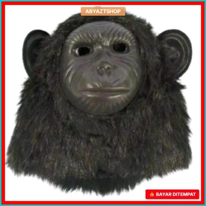 TOPENG BENTUK MONYET GORILA KINGKONG WARNA COKLAT HITAM PUTIH BAHAN HALUS - MAINAN ANAK