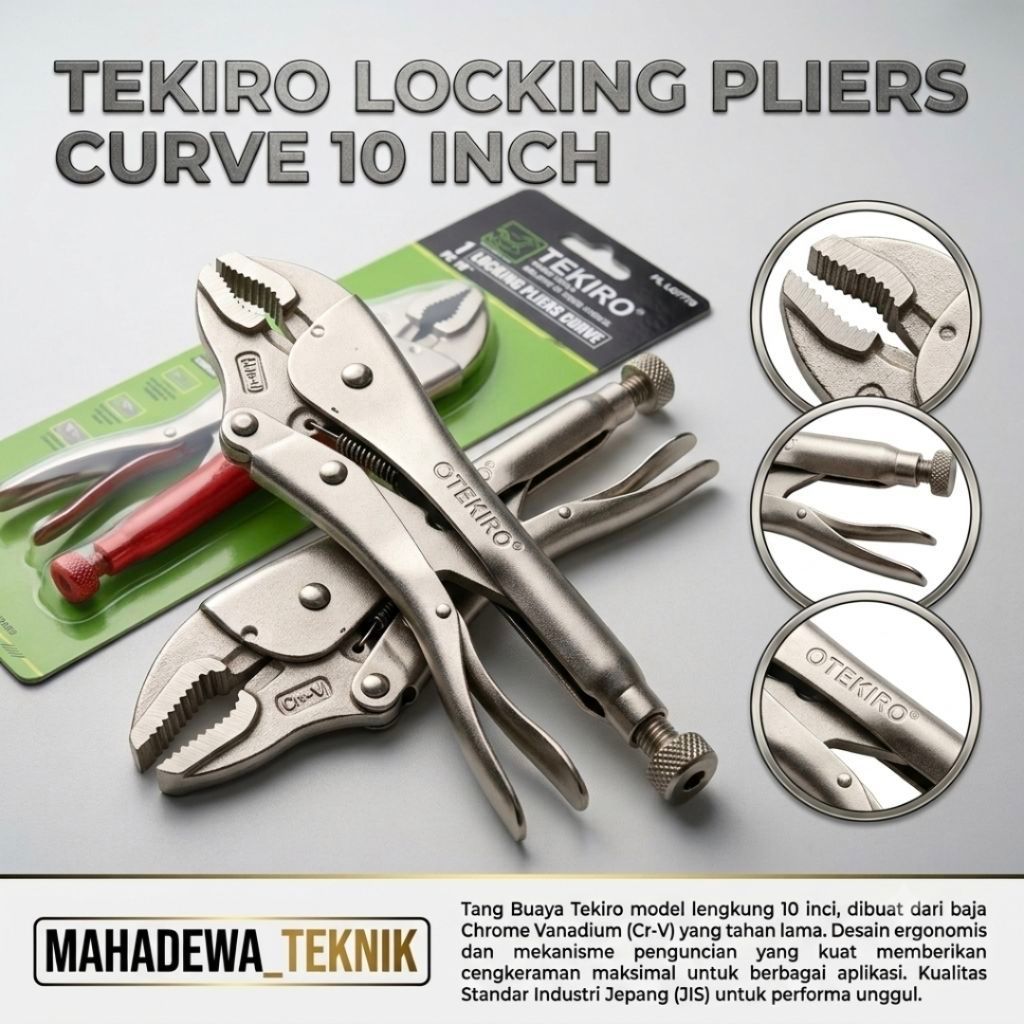 TEKIRO Tang Buaya Bengkok 10 Inch / Tang Buaya / Tang Jepit / Tekiro tang locking curve/Tekiro origi