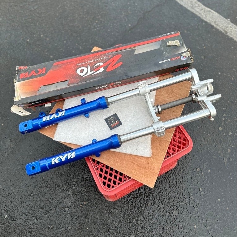 SKOK DEPAN KYB ZETO AS33 SET SEGITIGA NINJA PNP CB GL100 GLPRO TIGER AS BOTTOM KYB AS 33 BIRU SHOCK 