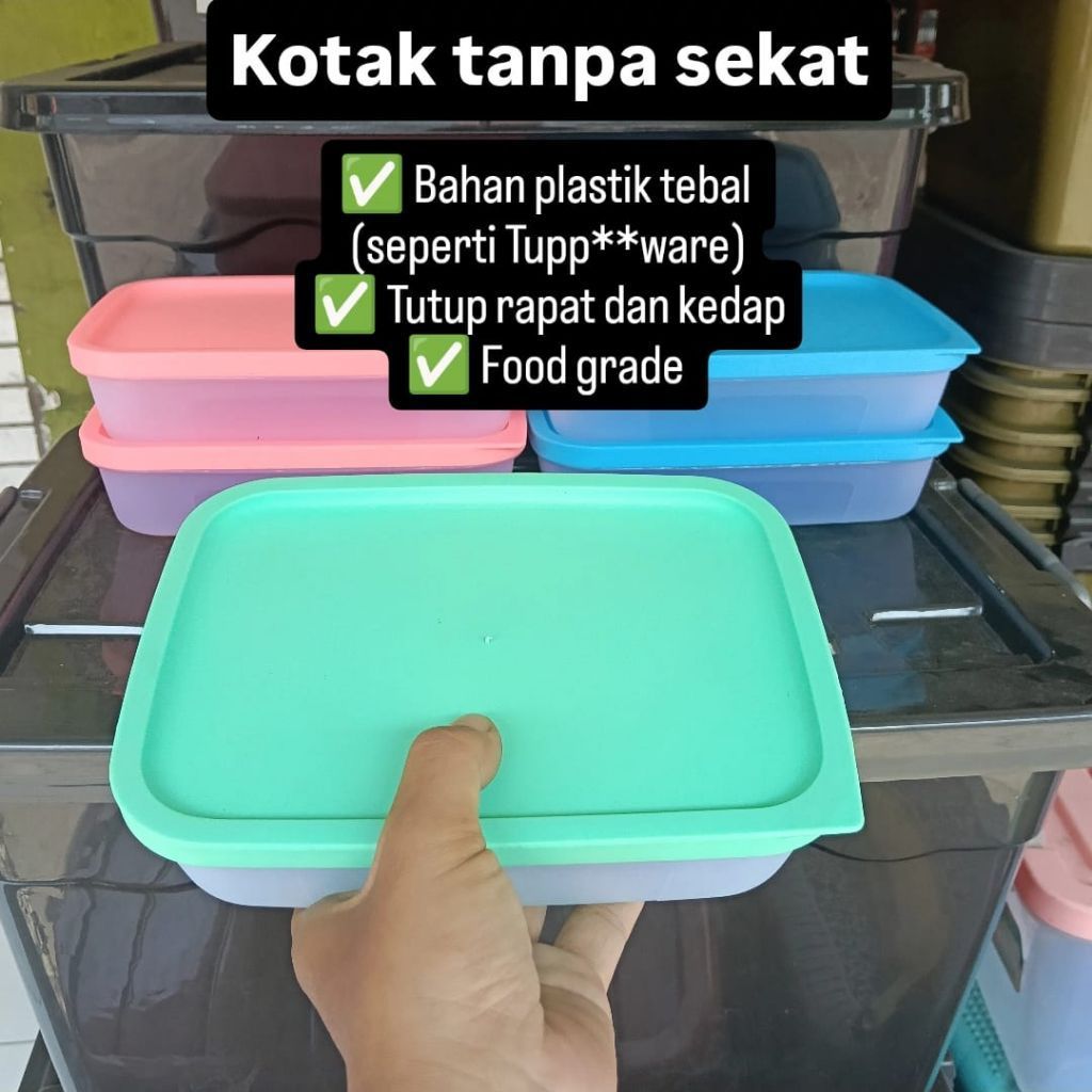 Kotak Penyimpanan Makanan Plastik Tebal Tanpa Sekat Food Grade Tutup Rapat Kedap Udara | lunch box |